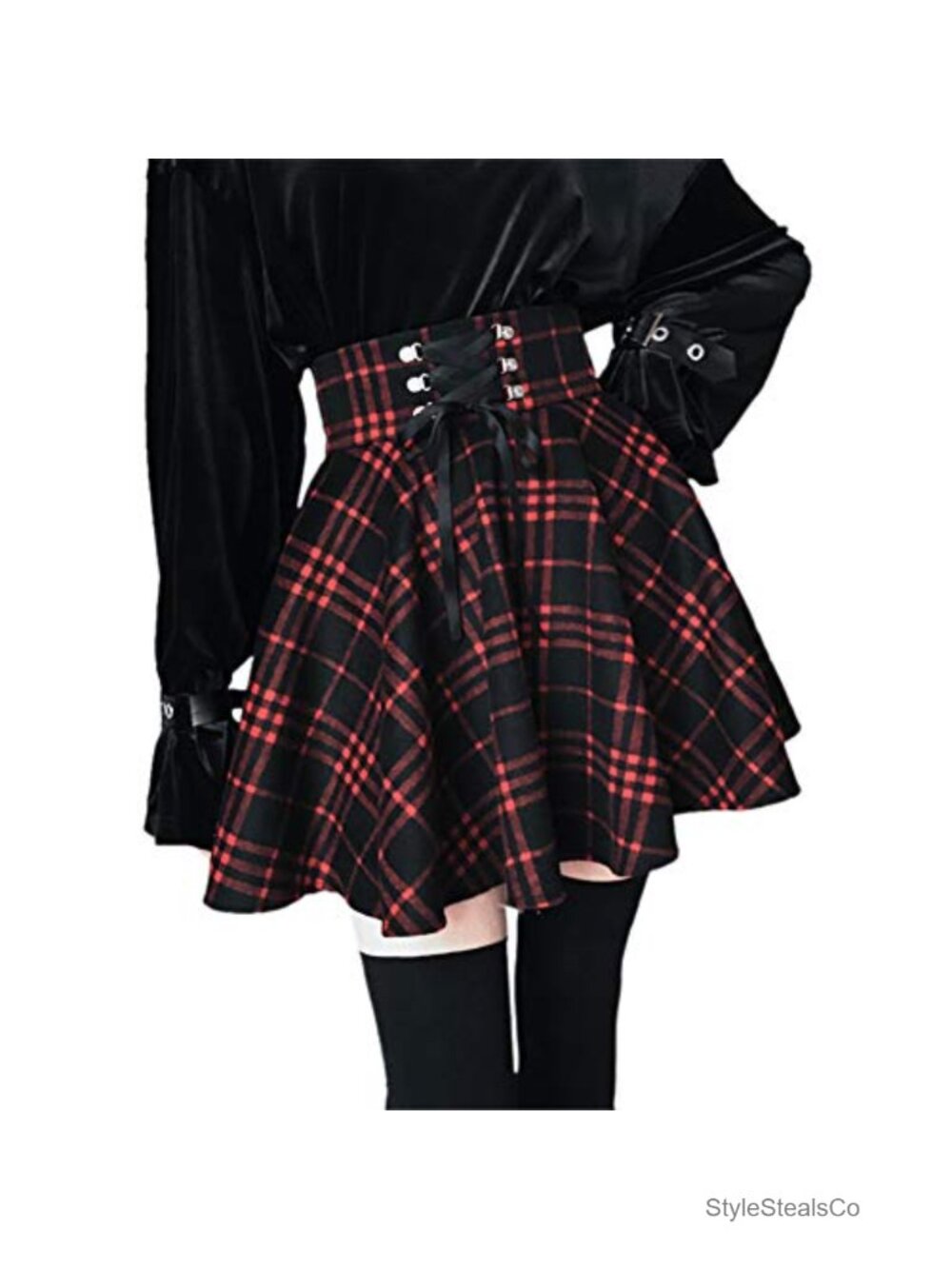 Women's Plaid A-line High Waist Pleated Flare Mini Skater Skirt